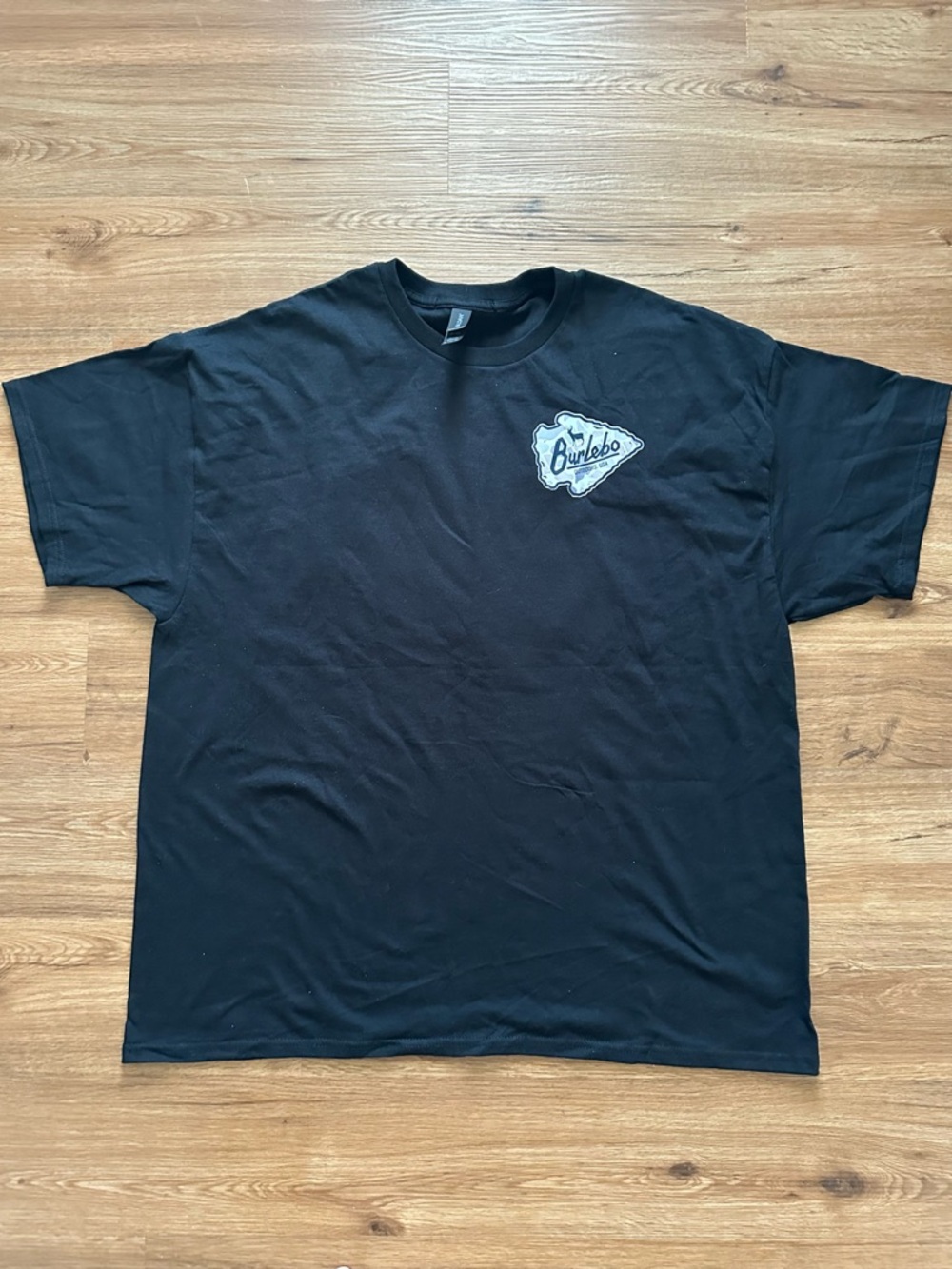 BURLEBO Black Tee with Camo Arrowhead Logo NWOT - Picture 2 of 4